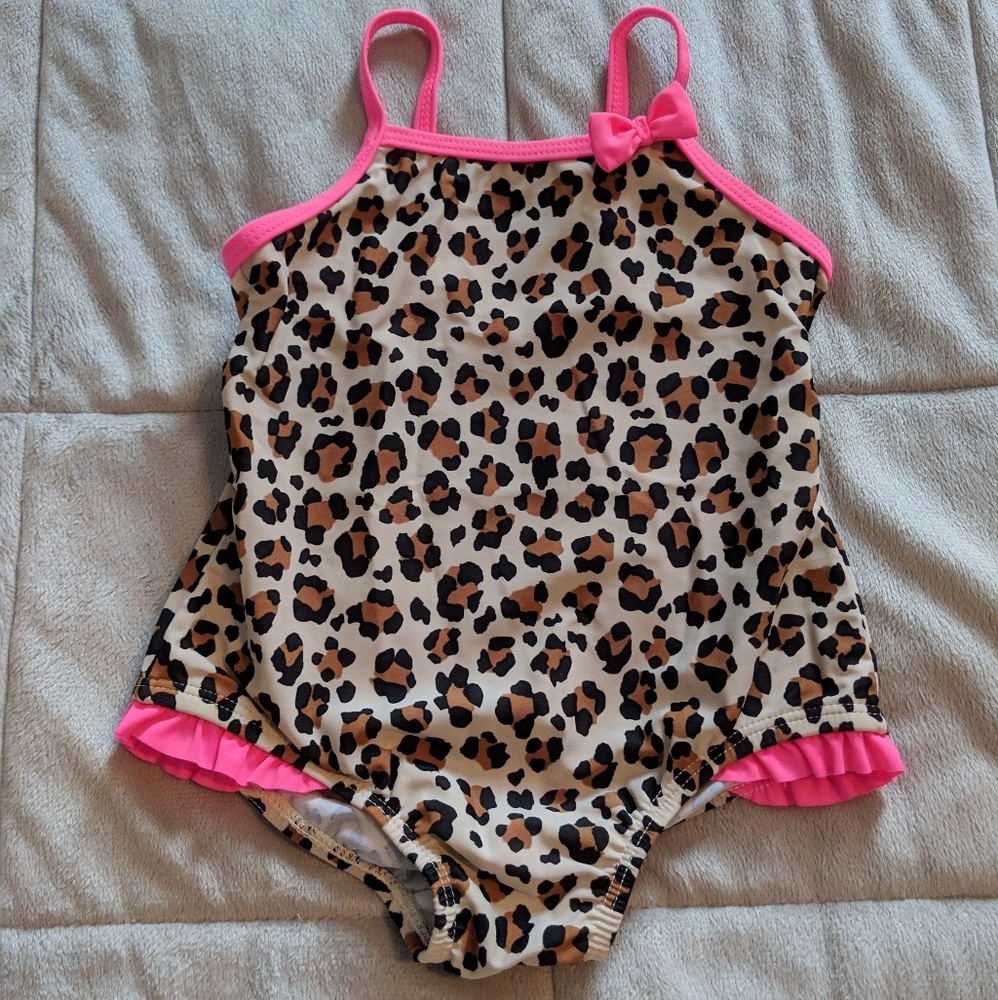 Girls OshKosh leopard and pink swimsuit 24 months